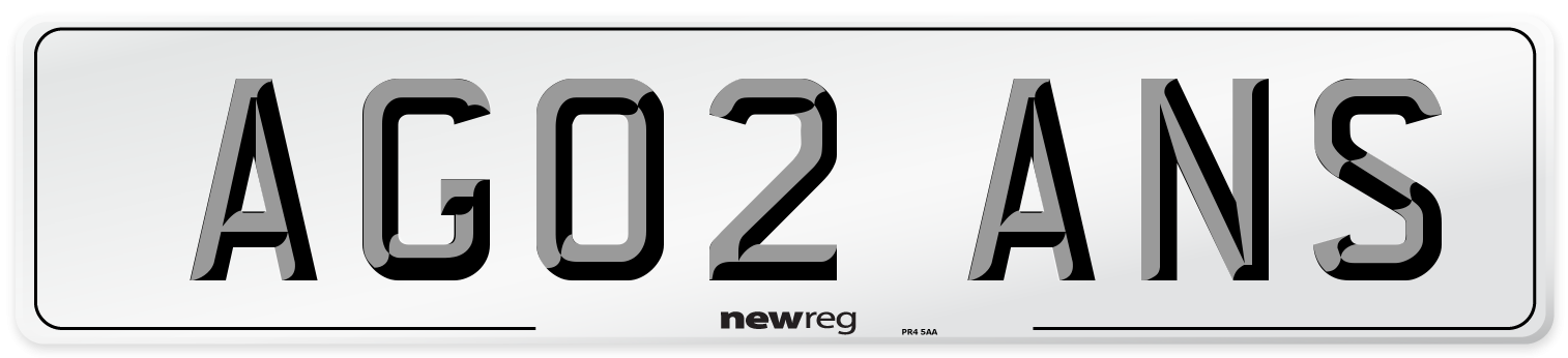 AG02 ANS Number Plate from New Reg